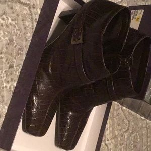 Enzo Angiolini Dark Brown Croco Boots